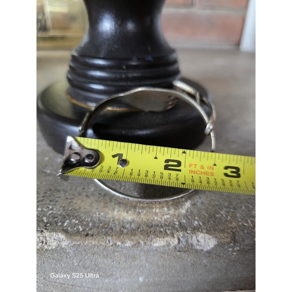 Vintage Silver Plated Fork Bracelet Turquoise Colored Stone Bangle Boho Hippy - Picture 8 of 10